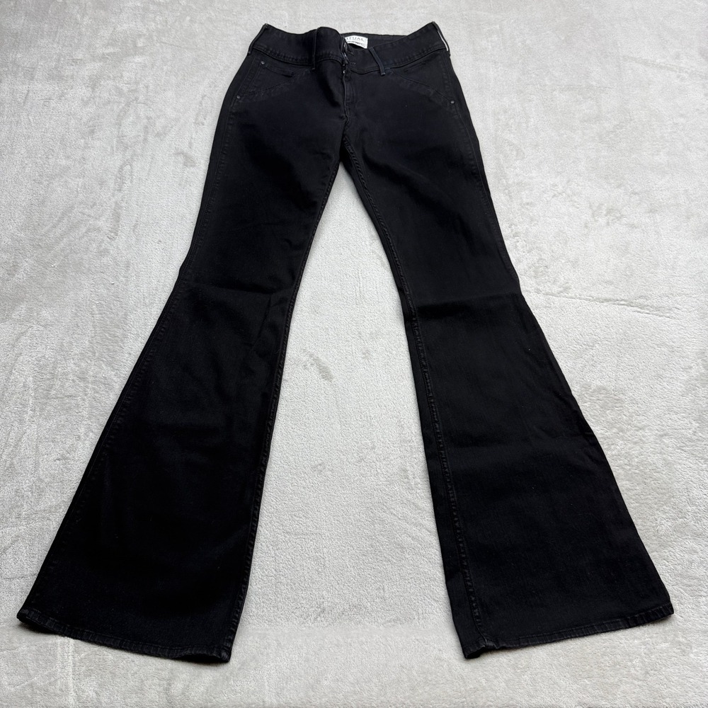 Habitual Flare Jeans Womens 28 Black Double Button Handcrafted USA Stretch Denim